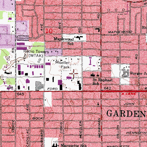 Topographic Map of Moeller Park, MI