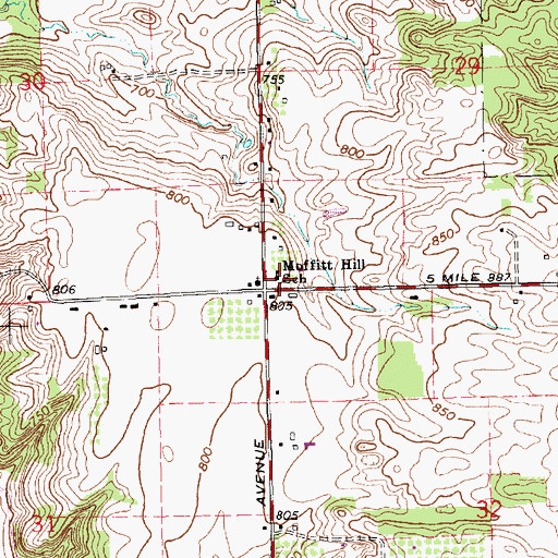 Topographic Map of Moffitt Hill School, MI