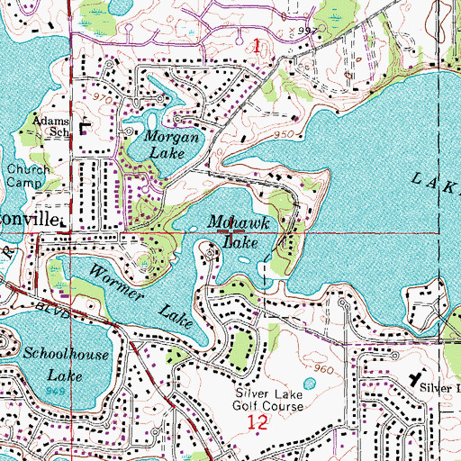 Topographic Map of Mohawk Lake, MI