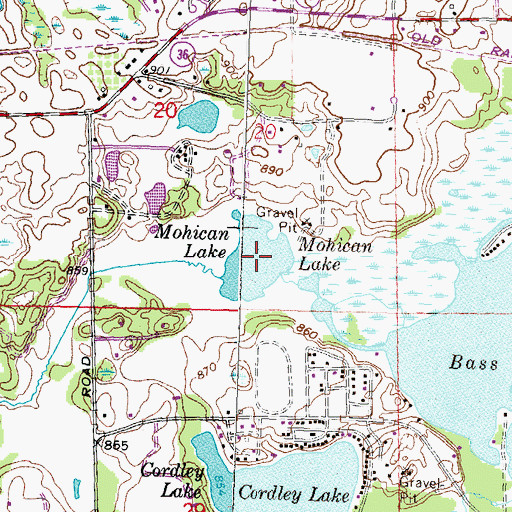 Topographic Map of Lake Mohican, MI