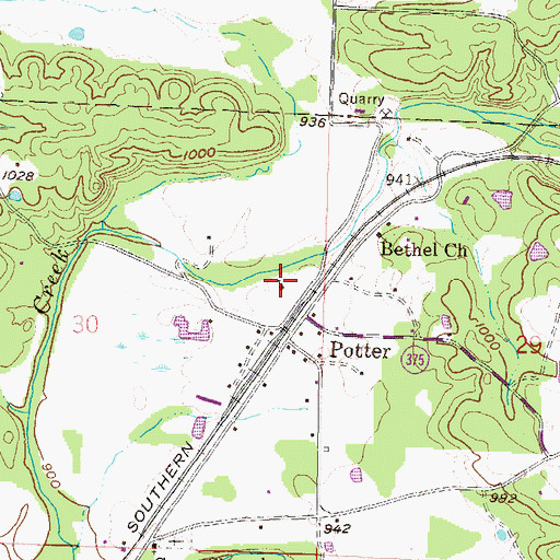 Topographic Map of Potter School (historical), AR