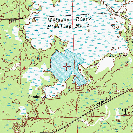 Topographic Map of Molasses River Flooding Number Two, MI
