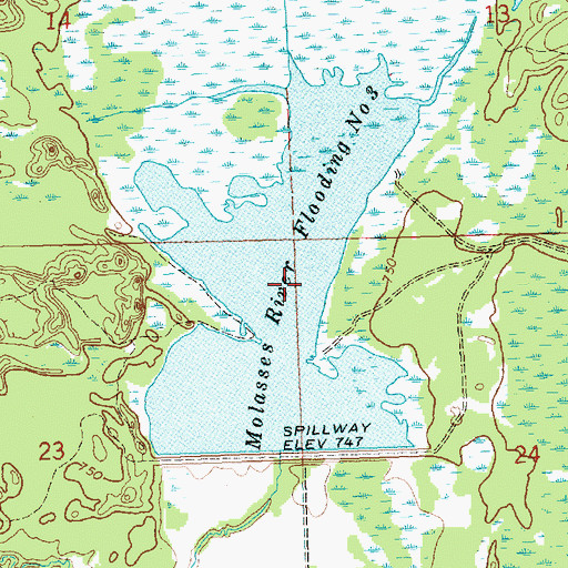 Topographic Map of Molasses River Flooding Number Three, MI