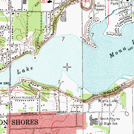 Topographic Map of Mona Lake, MI