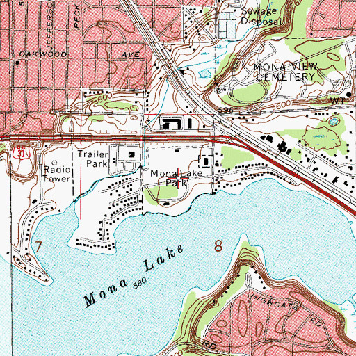 Topographic Map of Mona Lake Park, MI