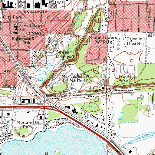 Topographic Map of Mona View Cemetery, MI