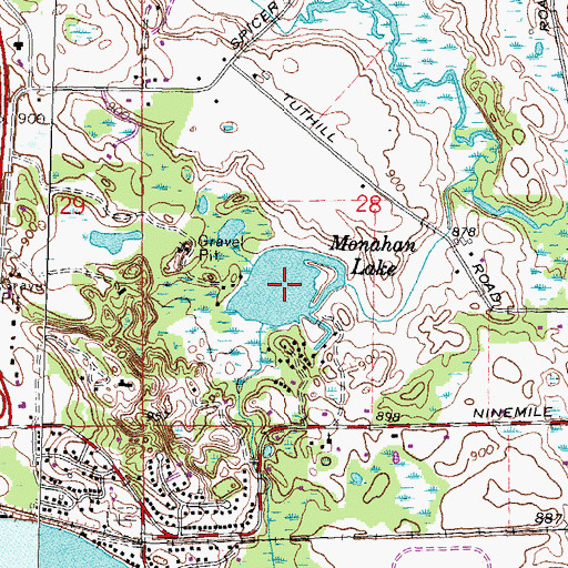 Topographic Map of Monahan Lake, MI