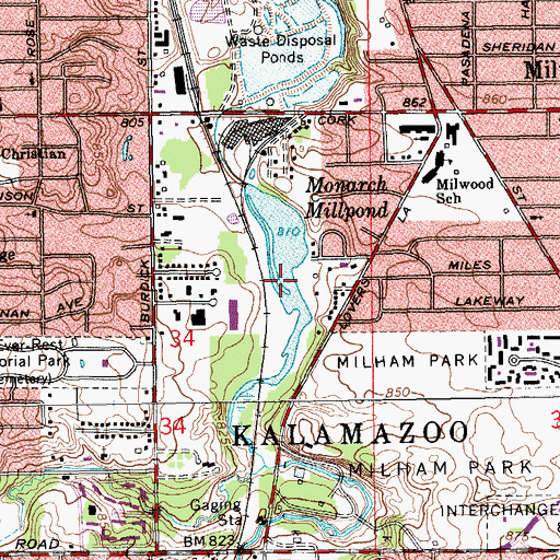 Topographic Map of Monarch Millpond, MI