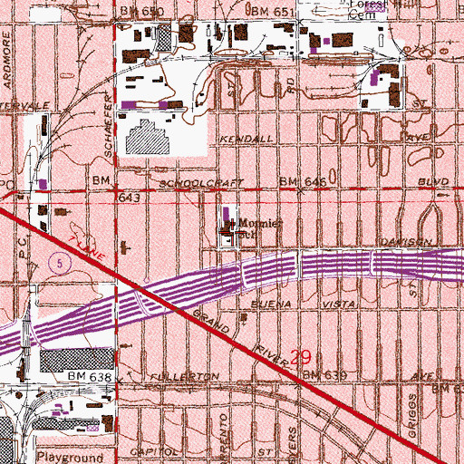 Topographic Map of Monnier School, MI