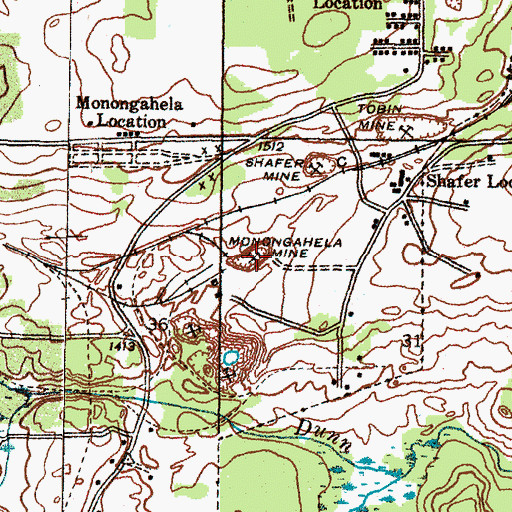 Topographic Map of Monongahela Mine, MI