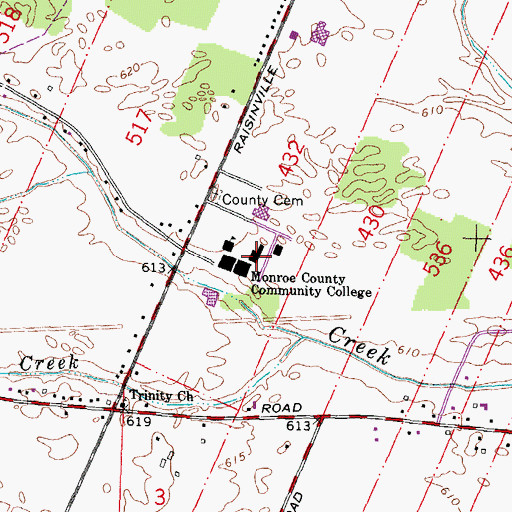 Topographic Map of Monroe County Community College, MI