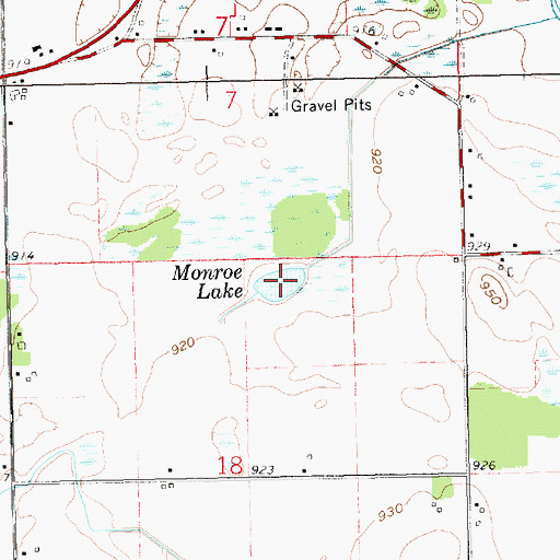 Topographic Map of Monroe Lake, MI