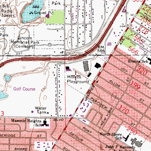 Topographic Map of Monroe Playground, MI