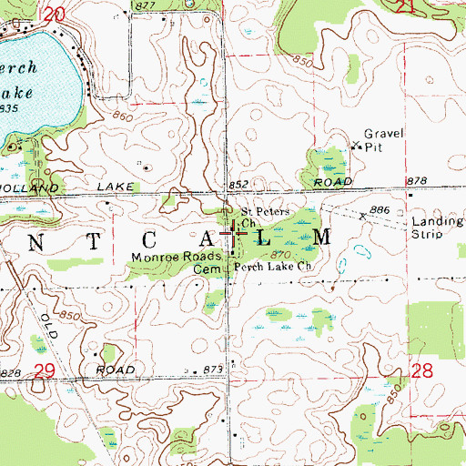 Topographic Map of Monroe Roads Cemetery, MI