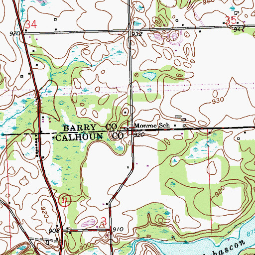 Topographic Map of Monroe School, MI