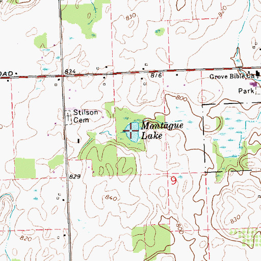 Topographic Map of Montague Lake, MI