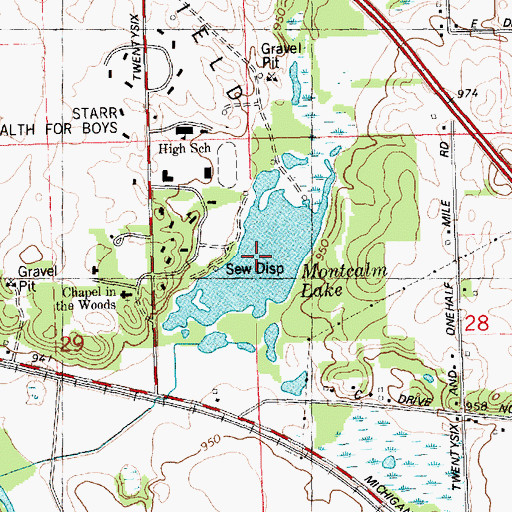 Topographic Map of Montcalm Lake, MI