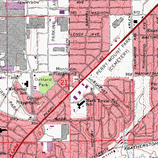 Topographic Map of Montcalm Playground, MI