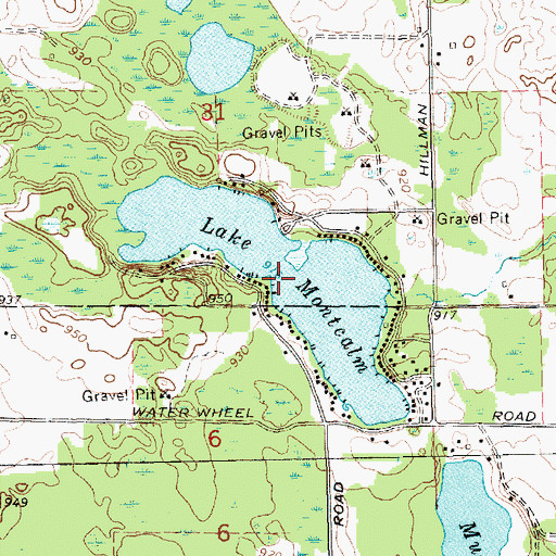Topographic Map of Lake Montcalm, MI