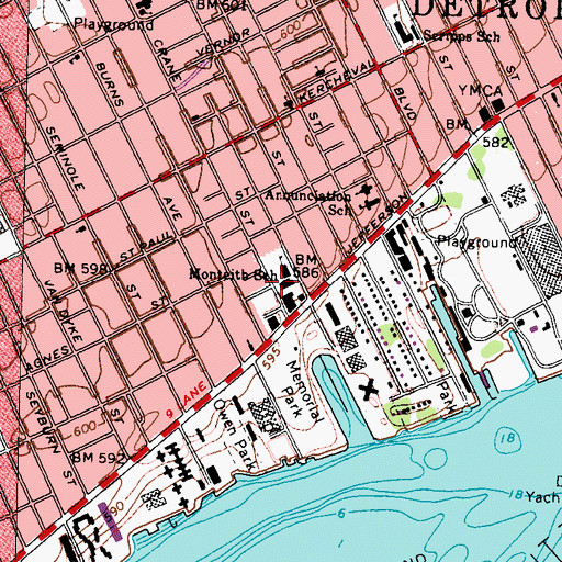 Topographic Map of Monteith School, MI