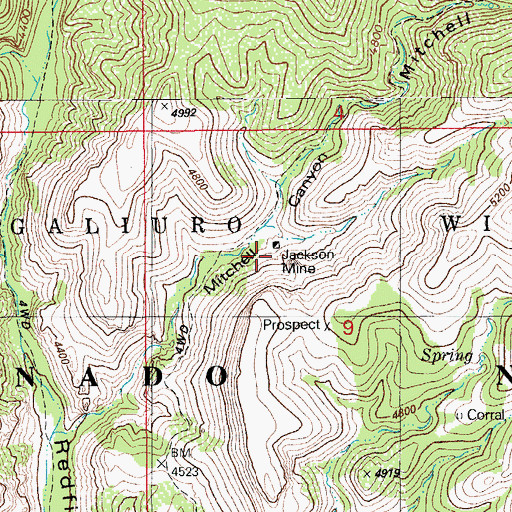 Topographic Map of Jackson Mine, AZ