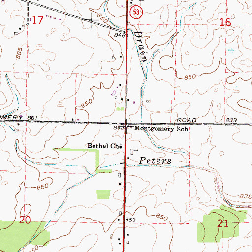 Topographic Map of Montgomery School, MI