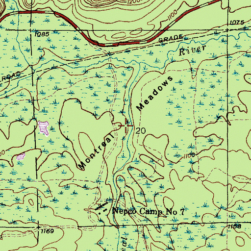 Topographic Map of Montreal Meadows, MI
