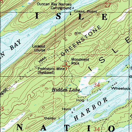 Topographic Map of Monument Rock, MI