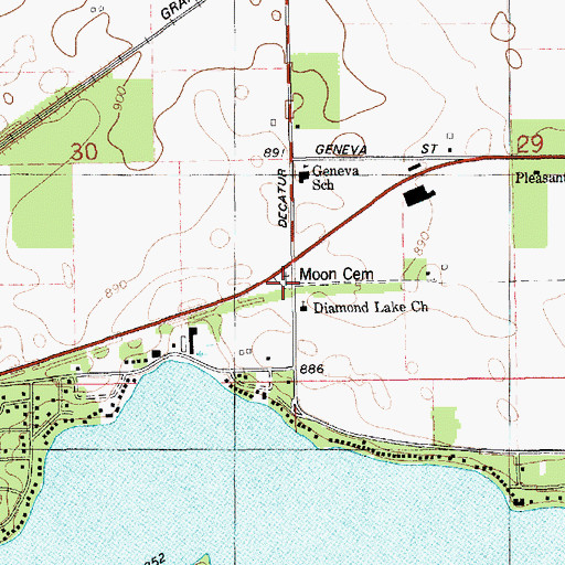 Topographic Map of Moon Cemetery, MI
