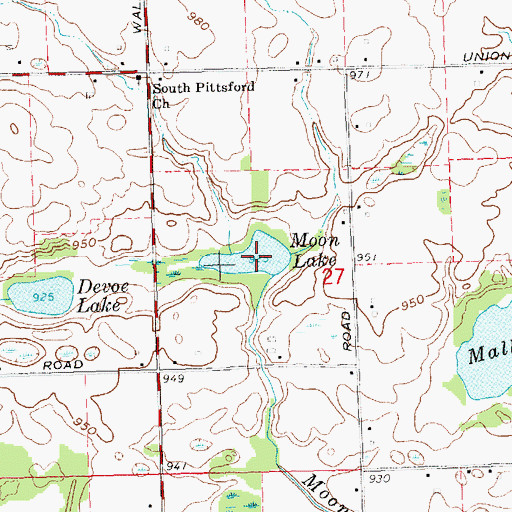 Topographic Map of Moon Lake, MI