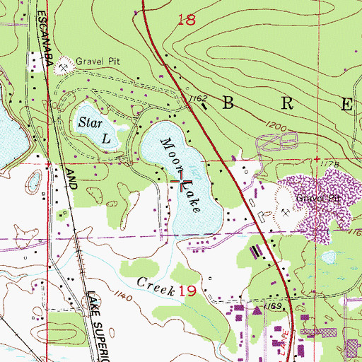 Topographic Map of Moon Lake, MI