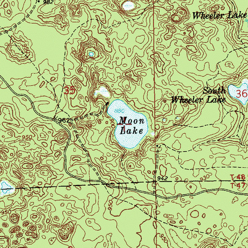 Topographic Map of Moon Lake, MI