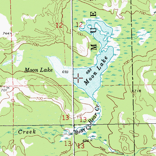 Topographic Map of Moon Lake, MI