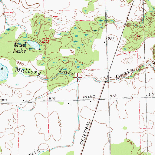 Topographic Map of Moon Lake Drain, MI