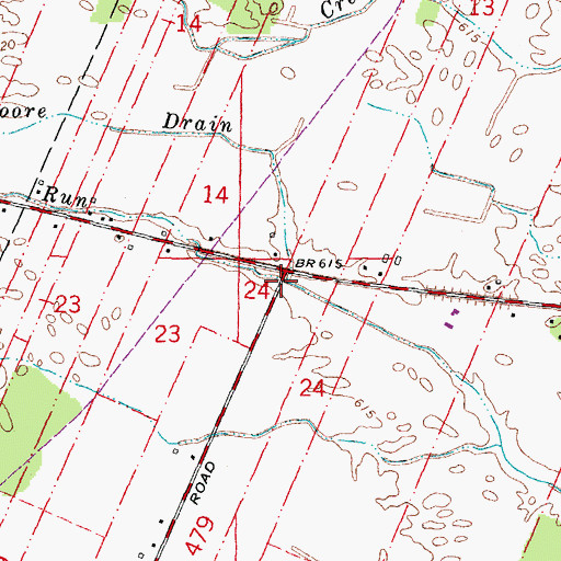 Topographic Map of Moore Drain, MI