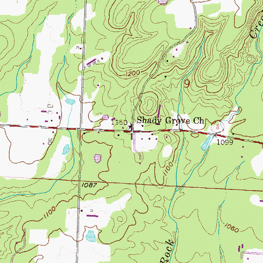Topographic Map of Shady Grove, AR