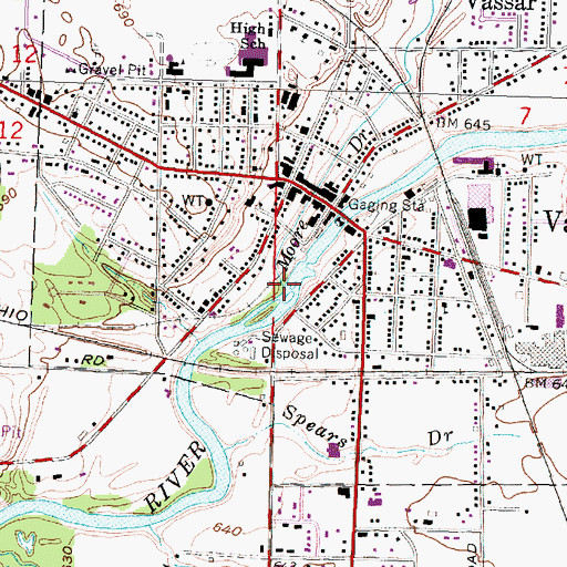 Topographic Map of Moore Drain, MI