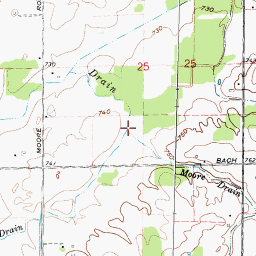 Topographic Map of Moore Drain, MI