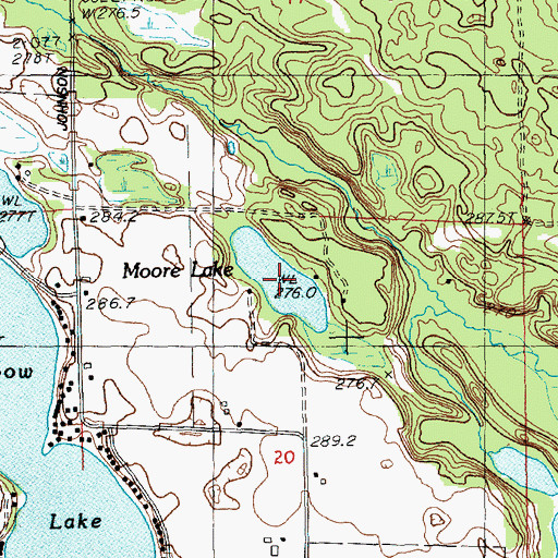 Topographic Map of Moore Lake, MI