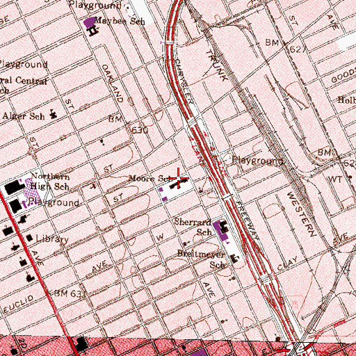 Topographic Map of Moore School, MI