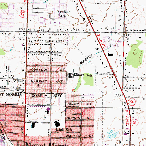 Topographic Map of Moore School, MI