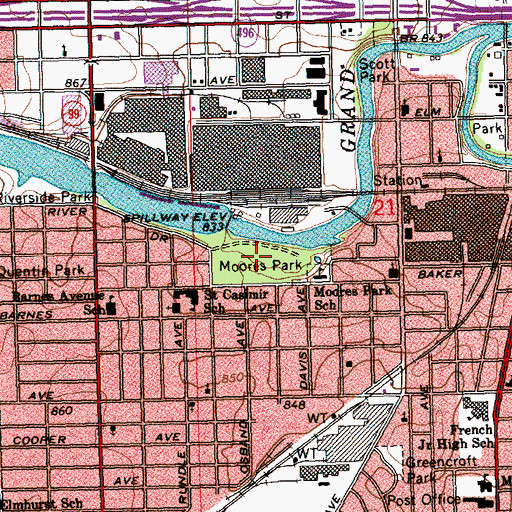 Topographic Map of Moores Park, MI