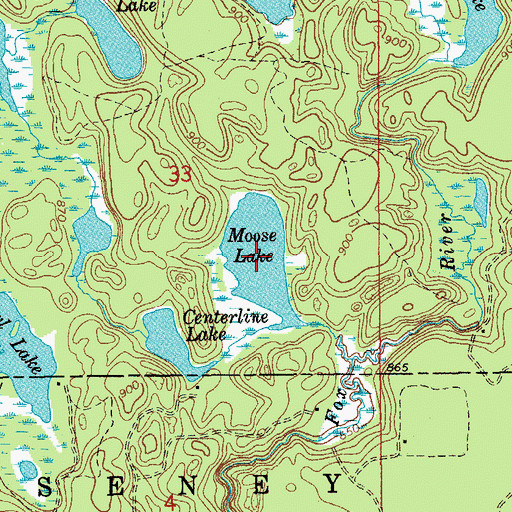 Topographic Map of Moose Lake, MI