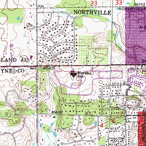 Topographic Map of Moraine School, MI
