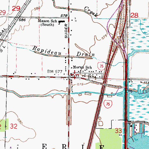 Topographic Map of Moran School, MI