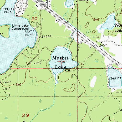 Topographic Map of Morbit Lake, MI
