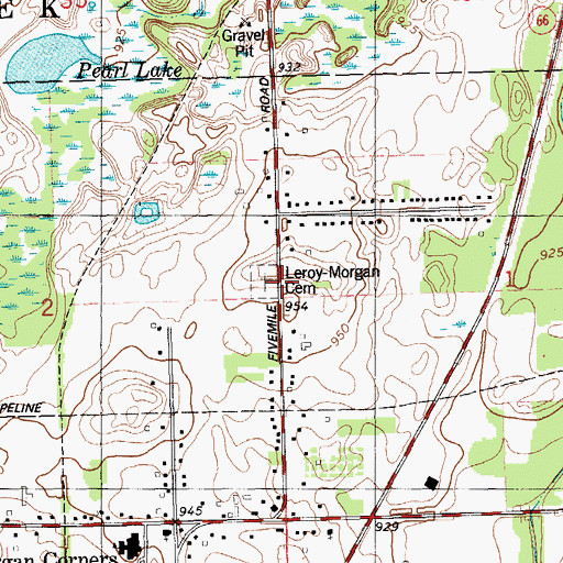 Topographic Map of Morgan Cemetery, MI