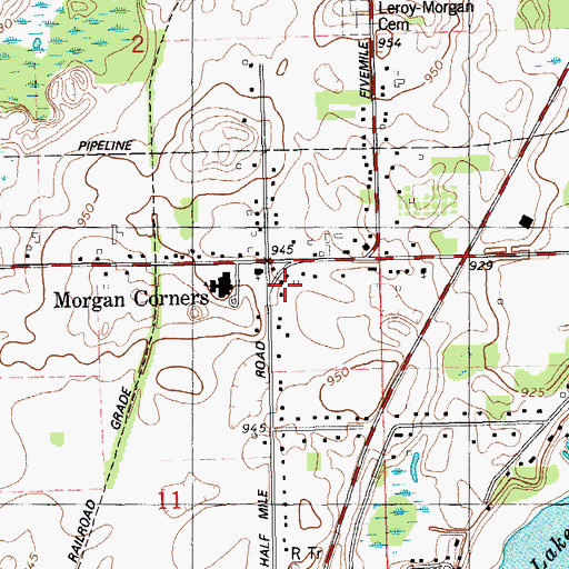 Topographic Map of Morgan Corners, MI