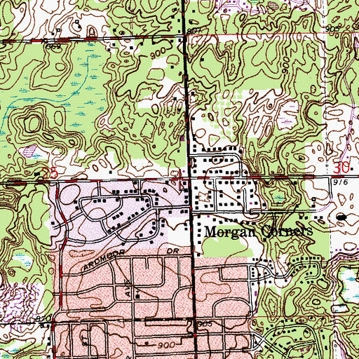 Topographic Map of Morgan Corners, MI