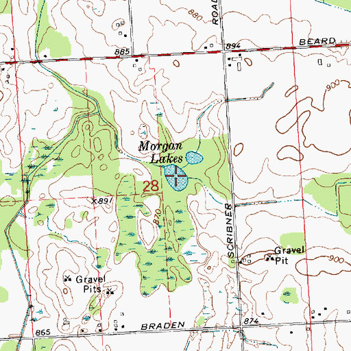 Topographic Map of Morgan Lakes, MI